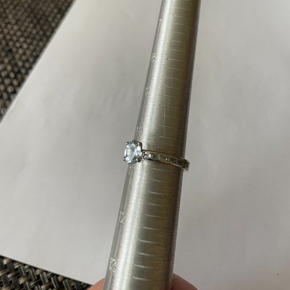 Faceted Aquamarine Gemstone Crystal Wrapped Ring Sterling 925 Silver 10.5 - Picture 4 of 13